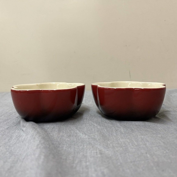 (2) Denby Flower Individual Mini Casserole Dish Cherry Red Discontinued Ramekin - Picture 2 of 11
